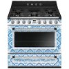 SMEG Dolce&Gabbana plynový sporák TR90DGMD9 biela/modrá + 5 ročná záruka zdarma