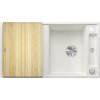 1 523209 kuchynsky drez blanco axia iii 5 s s excentrom a drevenou doskou na krajanie biela