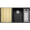 1 523462 kuchynsky drez blanco axia iii 6 s s excentrom pravy s drevenou doskou na krajanie a miskou antracit