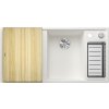 1 523466 kuchynsky drez blanco axia iii 6 s s excentrom pravy s drevenou doskou na krajanie a miskou biela